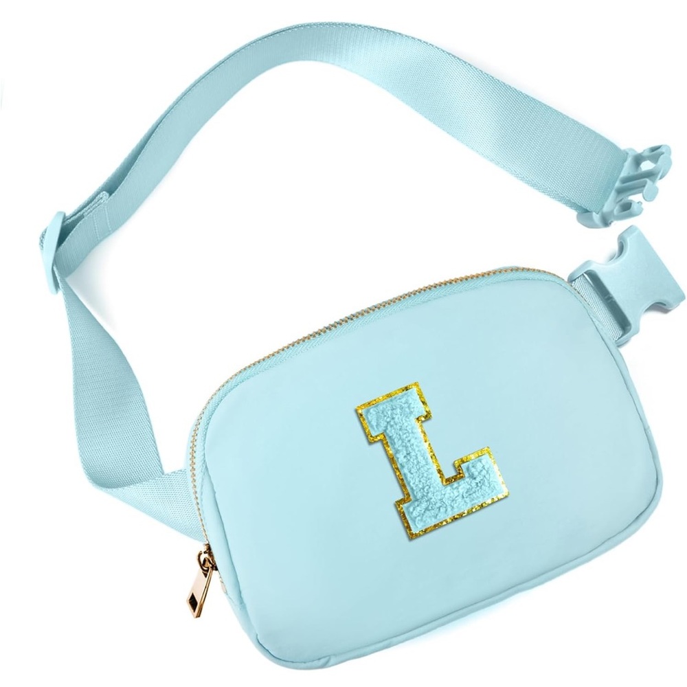 NWT Stoney Clover Inspired Light Blue Crossbody Bag with Gold Letter L
